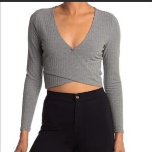 SOPHIE RUE Ribbed Surplice Neck Crop Top